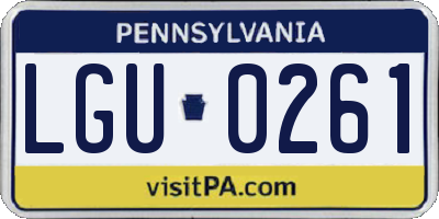 PA license plate LGU0261