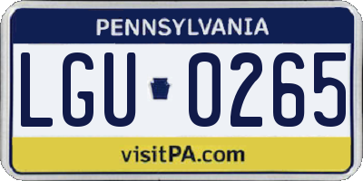 PA license plate LGU0265