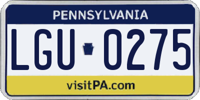 PA license plate LGU0275