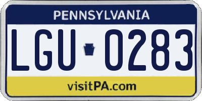 PA license plate LGU0283