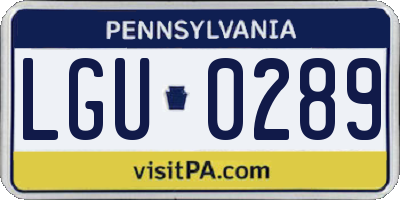 PA license plate LGU0289