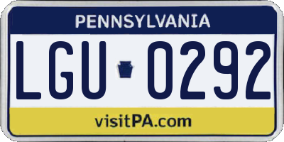 PA license plate LGU0292