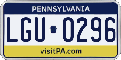 PA license plate LGU0296
