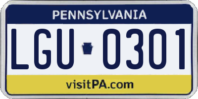 PA license plate LGU0301