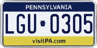 PA license plate LGU0305