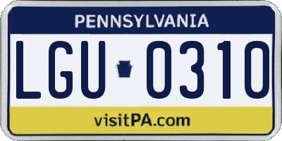PA license plate LGU0310