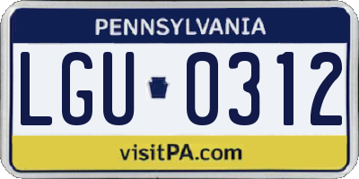 PA license plate LGU0312