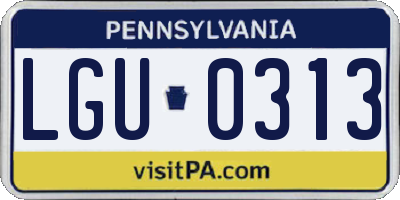 PA license plate LGU0313