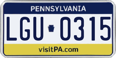 PA license plate LGU0315