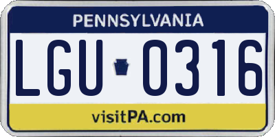 PA license plate LGU0316
