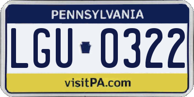 PA license plate LGU0322