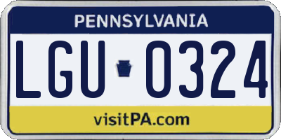 PA license plate LGU0324