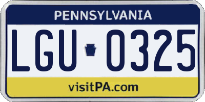 PA license plate LGU0325
