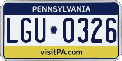 PA license plate LGU0326