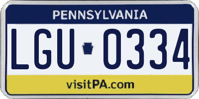PA license plate LGU0334