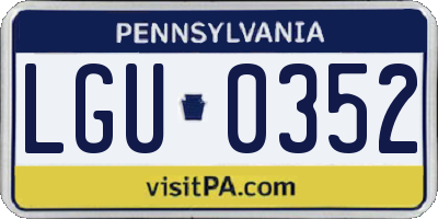 PA license plate LGU0352