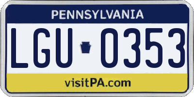 PA license plate LGU0353
