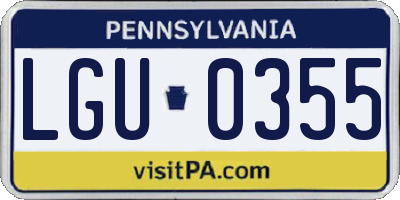 PA license plate LGU0355