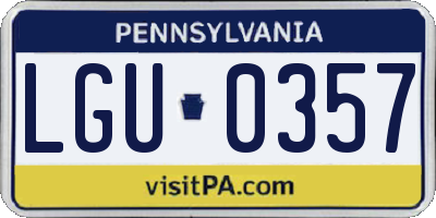 PA license plate LGU0357