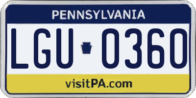 PA license plate LGU0360