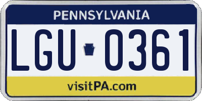PA license plate LGU0361