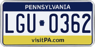 PA license plate LGU0362
