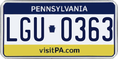 PA license plate LGU0363