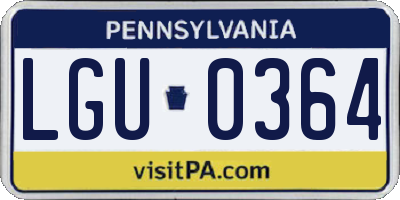 PA license plate LGU0364