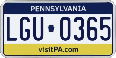 PA license plate LGU0365