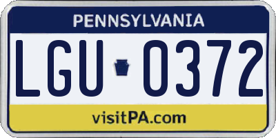 PA license plate LGU0372