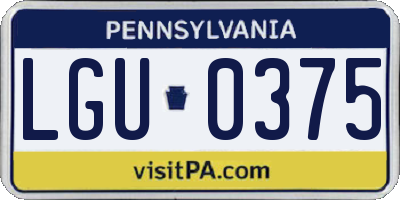 PA license plate LGU0375