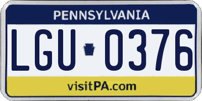 PA license plate LGU0376