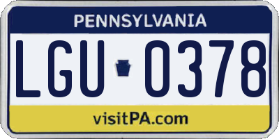 PA license plate LGU0378