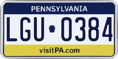 PA license plate LGU0384