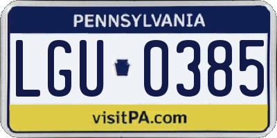 PA license plate LGU0385