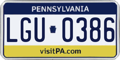 PA license plate LGU0386