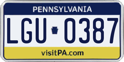 PA license plate LGU0387