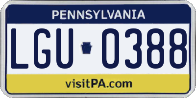 PA license plate LGU0388