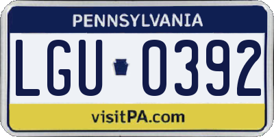 PA license plate LGU0392
