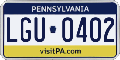 PA license plate LGU0402