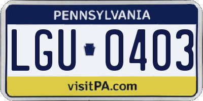 PA license plate LGU0403