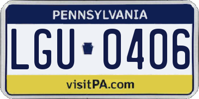 PA license plate LGU0406