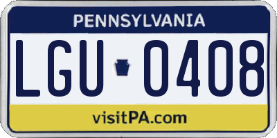 PA license plate LGU0408