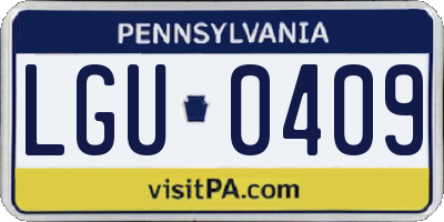 PA license plate LGU0409