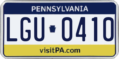 PA license plate LGU0410