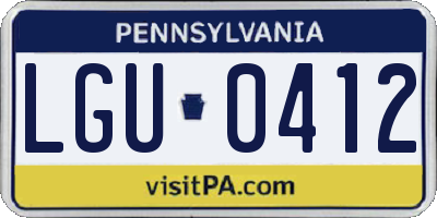 PA license plate LGU0412