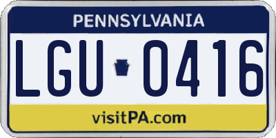PA license plate LGU0416