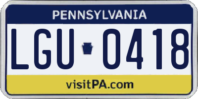 PA license plate LGU0418