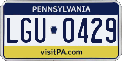 PA license plate LGU0429