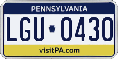 PA license plate LGU0430